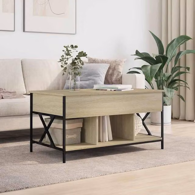 Berkfield Home Sonoma Oak Coffee Table in Beige, W/D/H: 100 x 55 x 50 cm – 1