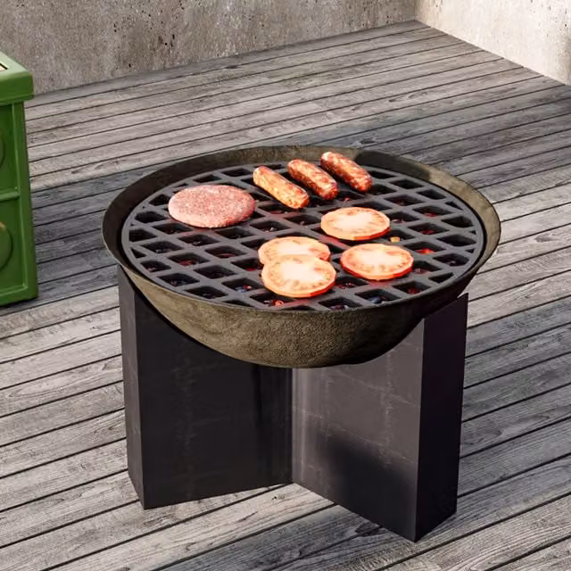 Livingandhome Round Cast Iron Grill Grate, Black