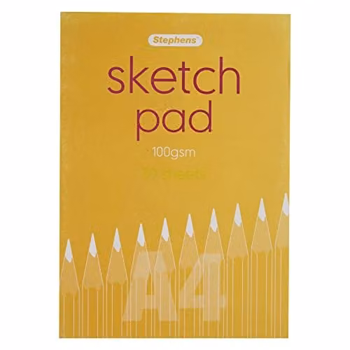 Stephens White and Yellow Coloured Sketch Paper Pad, A4, 100gsm, 30 Sheets