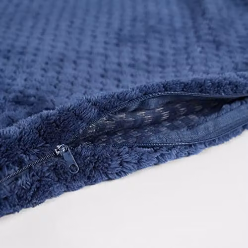 Brentfords Waffle Fleece Square Cushion Covers Set of 2, Blue, W/D/H: 45 x 45 x 45 cm – 6