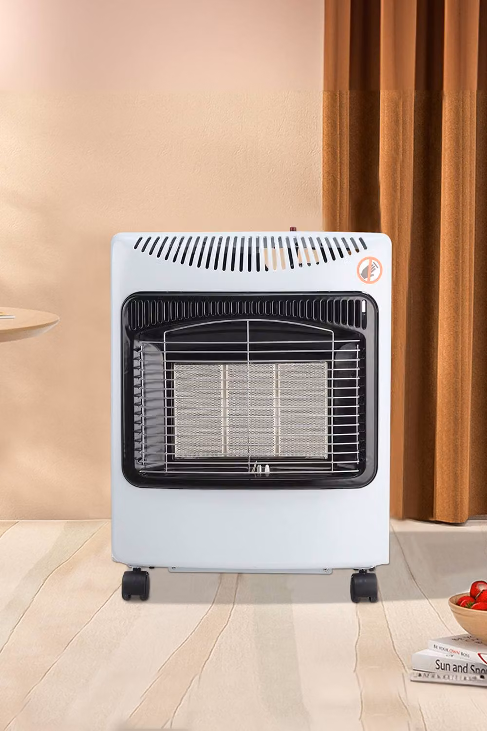 Living and Home Portable Indoor Ceramic Gas Heater with Wheels in White – 2