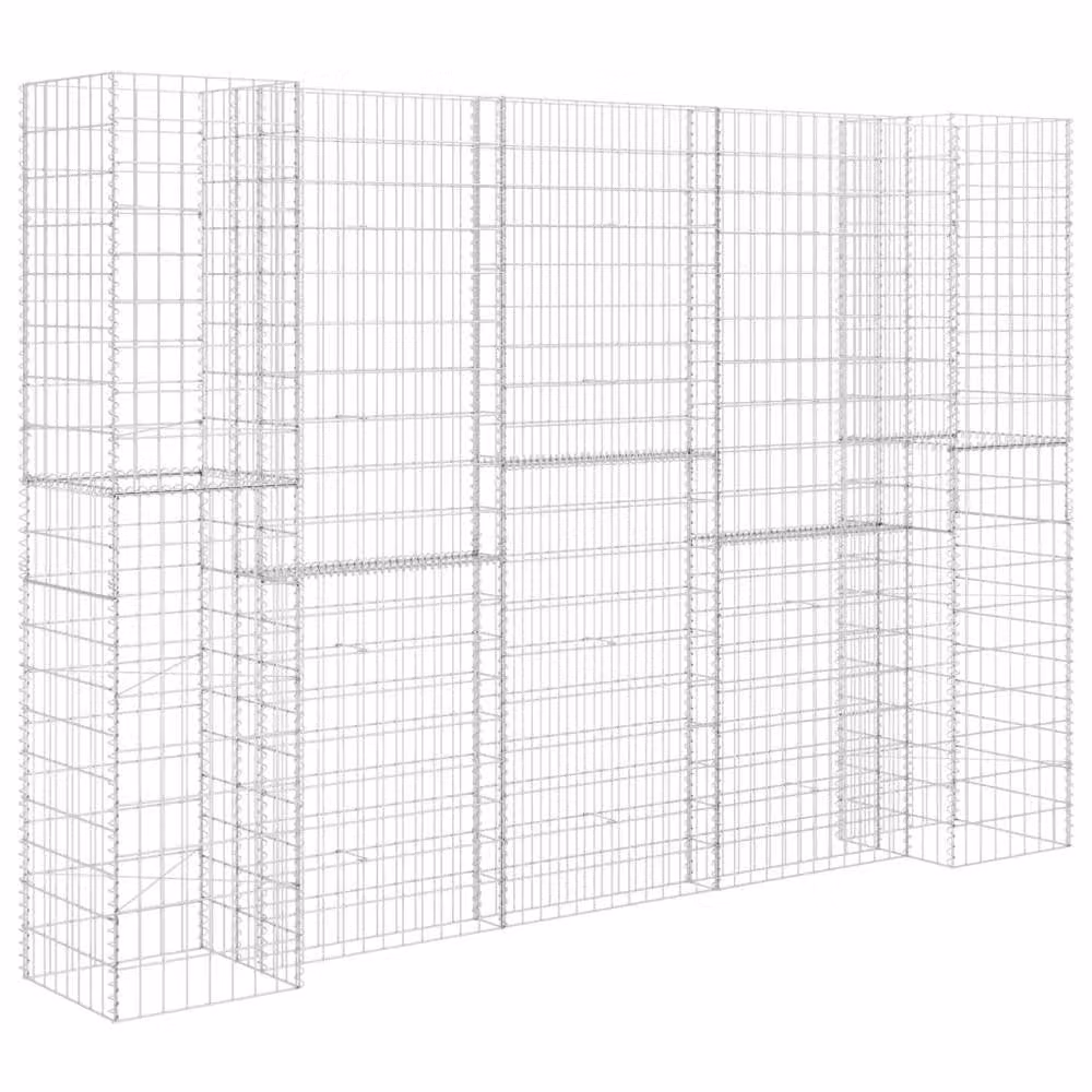 Berkfield Home H-Shaped Steel Wire Gabion Planter and Raised Bed in Silver, W/D/H: 260 x 40 x 200 cm – 1