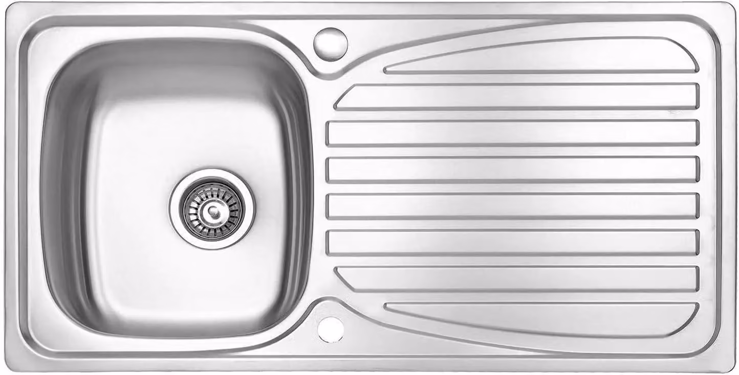 JASSFERRY Stainless Steel Single Bowl Inset Kitchen Sink with Reversible Drainer in Silver – 2