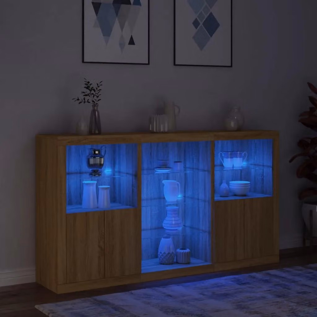 Berkfield Home Modern Sonoma Oak Sideboard with Integrated LED Lights in Brown, W/D/H: 181.5 x 37 x 100 cm – 2