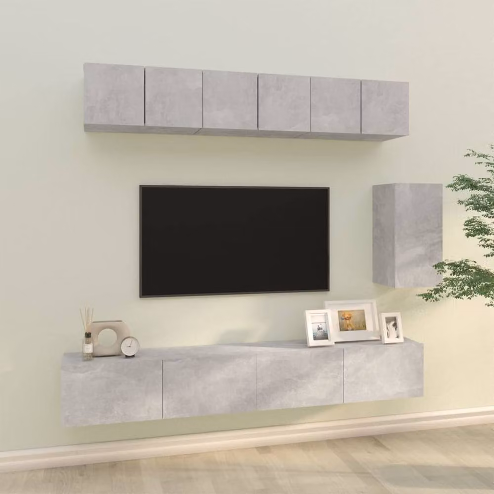 Berkfield Home Classic 6 Piece TV Cabinet Set in Concrete Grey Matt MDF – 2