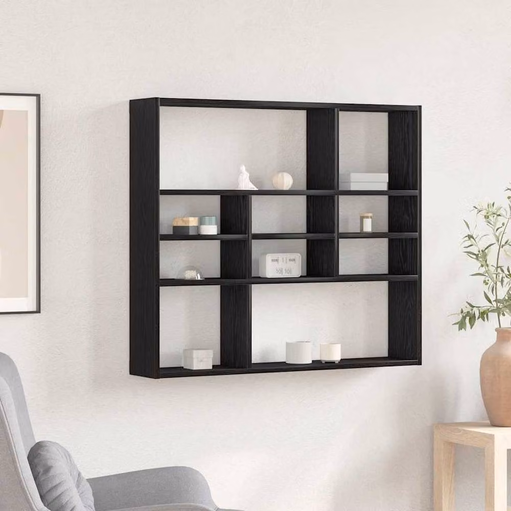 Berkfield Home Wall Mounted Shelf in Black Oak, W/D/H: 90 x 16 x 78 cm – 2