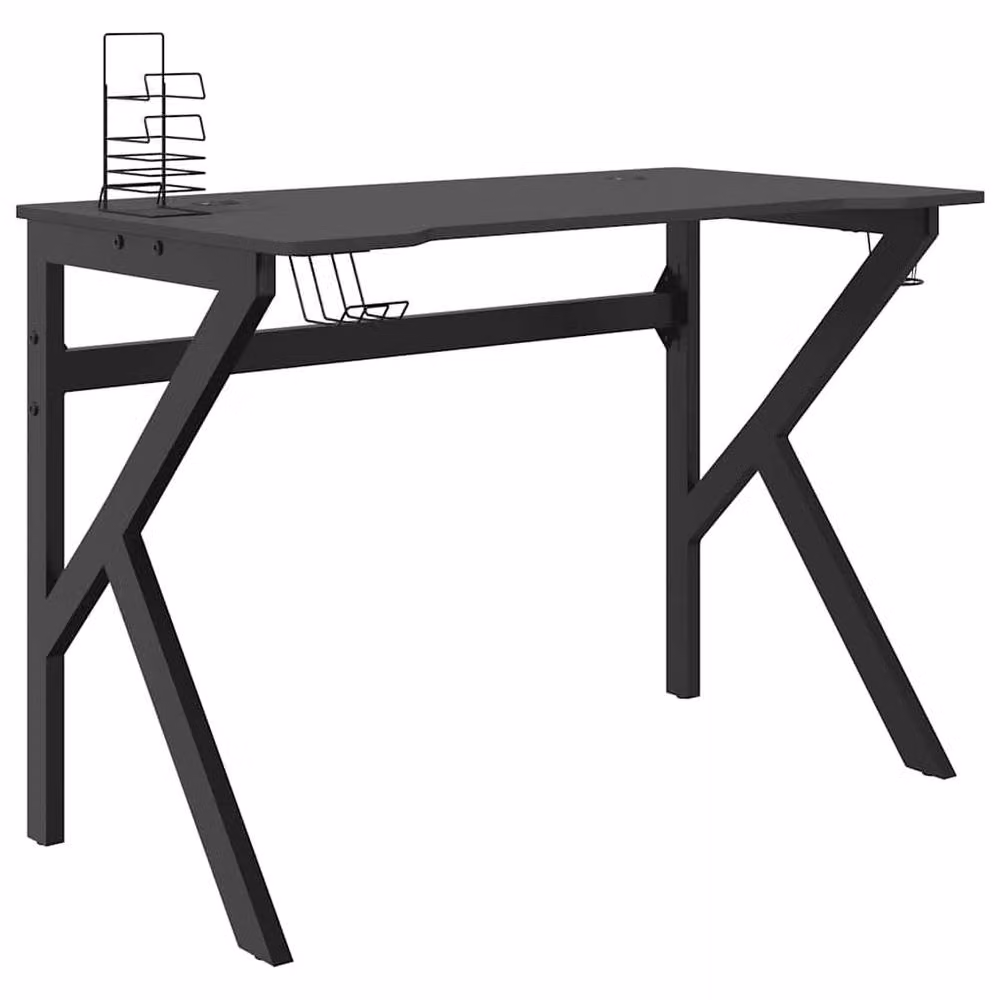 Berkfield Home Ergonomic Gaming Desk with K Shape Legs, Black, W: 110 cm, D: 60 cm, H: 75 cm – 2