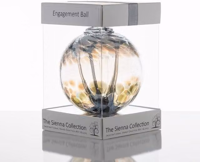 Sienna Glass White Glass Spirit Ball Engagement Gift Ornament, Diameter: 10 cm