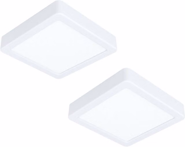 Loops 2 Pack White Square Surface Mounted LED Wall and Ceiling Lights, 10.5W, 3000K Warm White, W/D/H: 16 x 16 x 16 cm