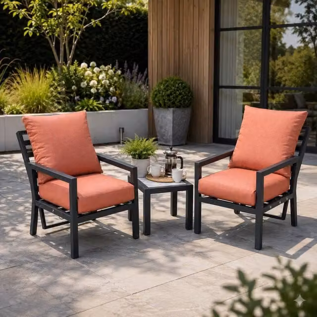 Shatchi Monte Carlo 2 Seater Reclining Bistro Set with Cushions in Terracotta – 1