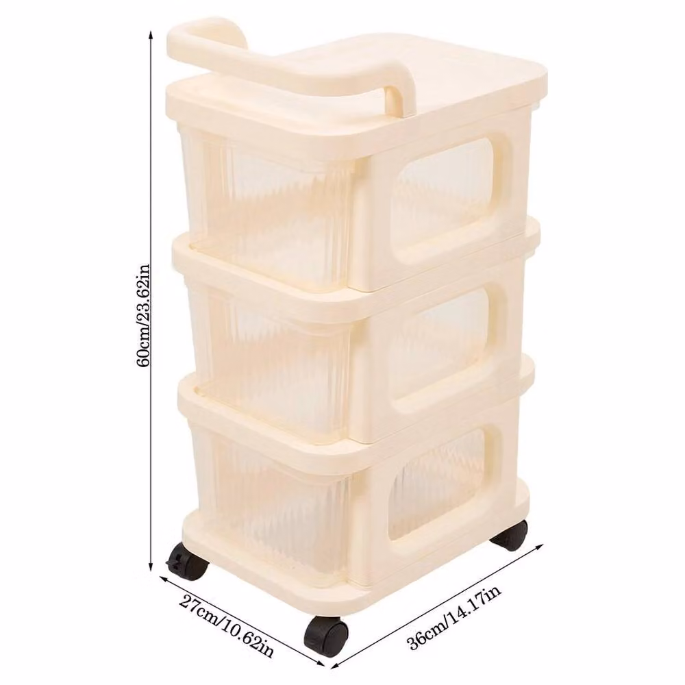 FORGEVIO 3-Tier Plastic Kitchen Storage Drawer Box in Beige – 2
