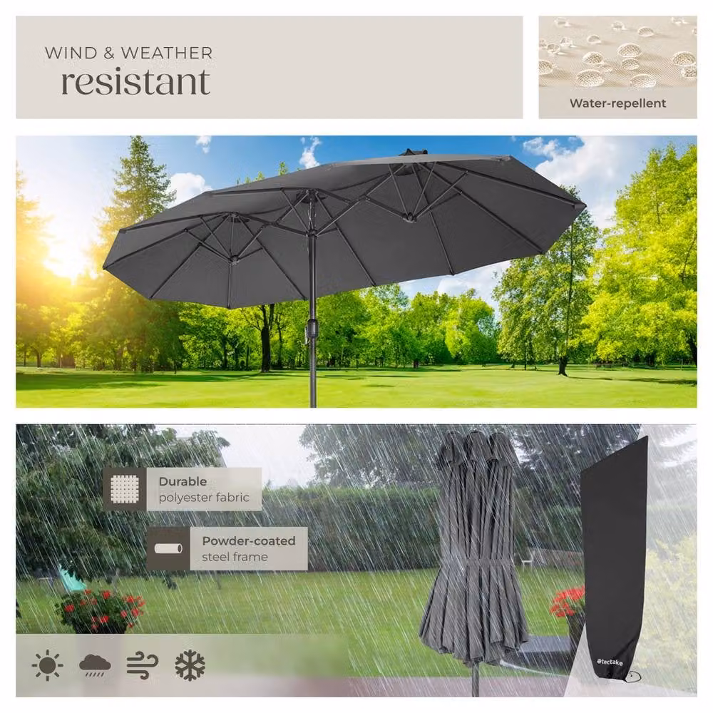 tectake Silia Cantilever Parasol in Grey, W/D/H: 270 x 241 x 241 cm – 5