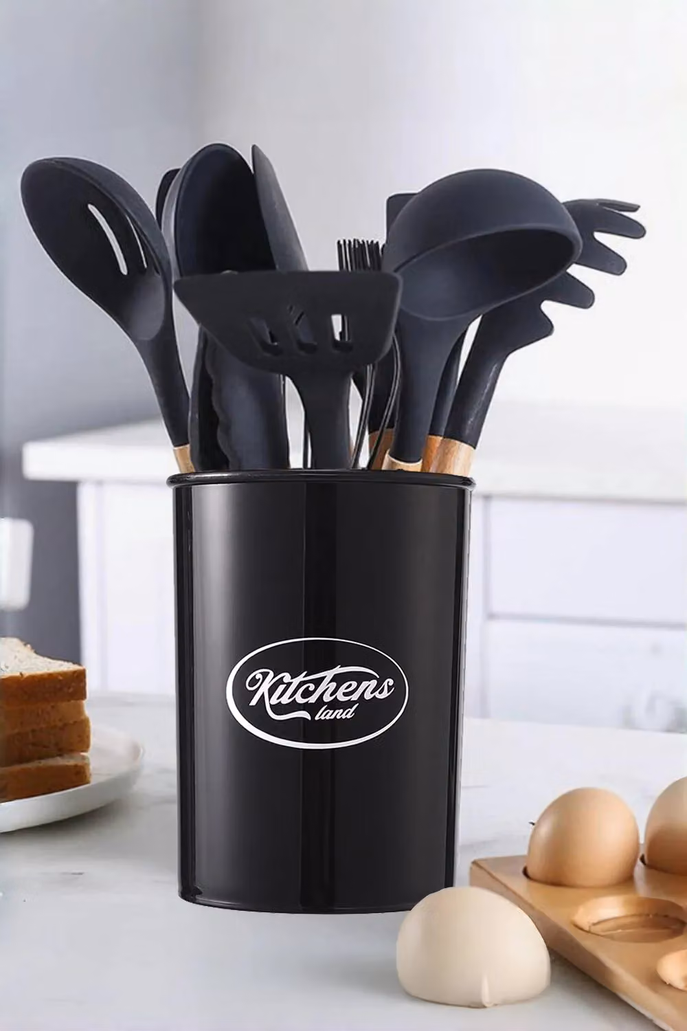 Livingandhome 11-piece Black Silicone Kitchen Utensil Set for Nonstick Cookware – 2