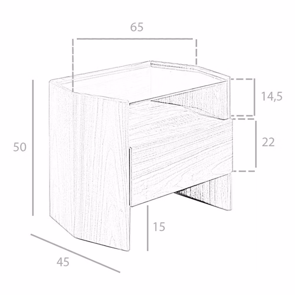 Angel Cerda Walnut Bedside Table with Tempered Glass Top in Brown – 6