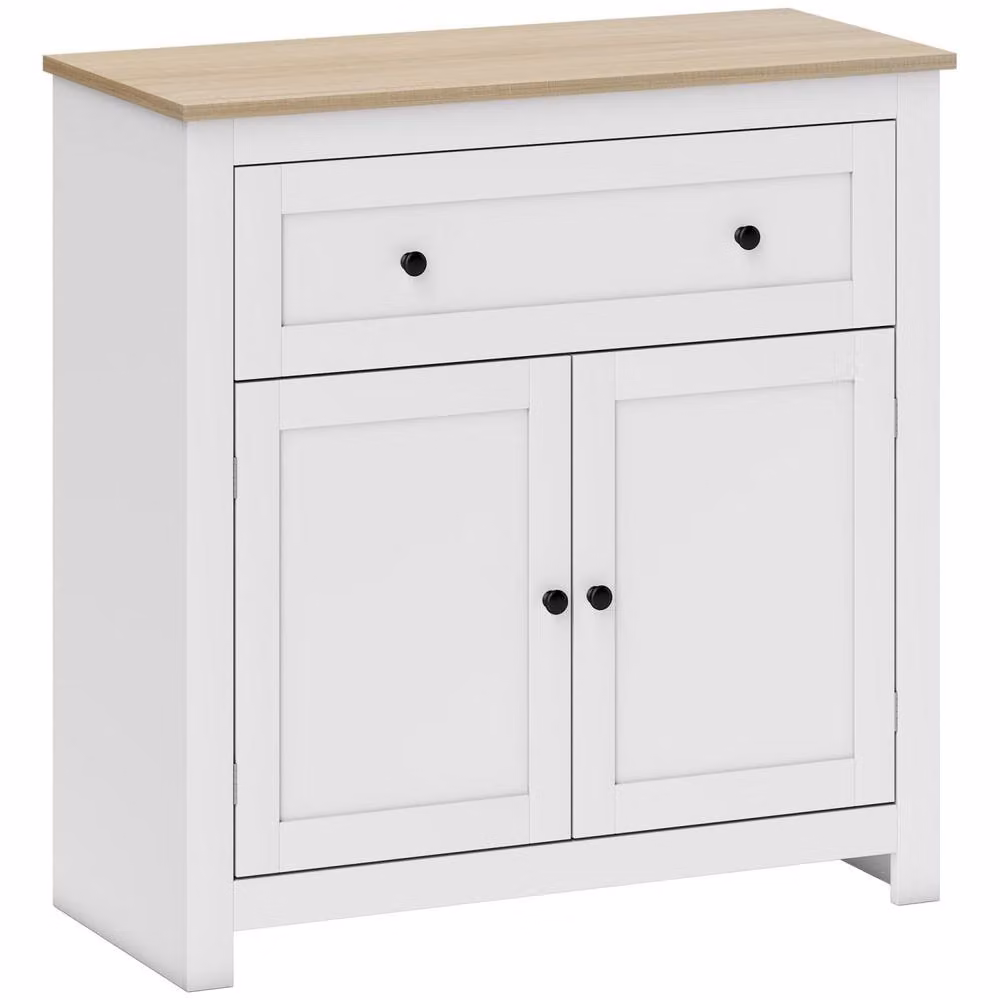 Wyld Haus White and Oak Modern Sideboard with Drawer, Double Doors and Adjustable Shelf – 2