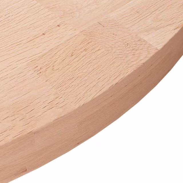 Berkfield Home Round Untreated Solid Oak Table Top in Light Beige, Diameter: 70 cm, Thickness: 4 cm