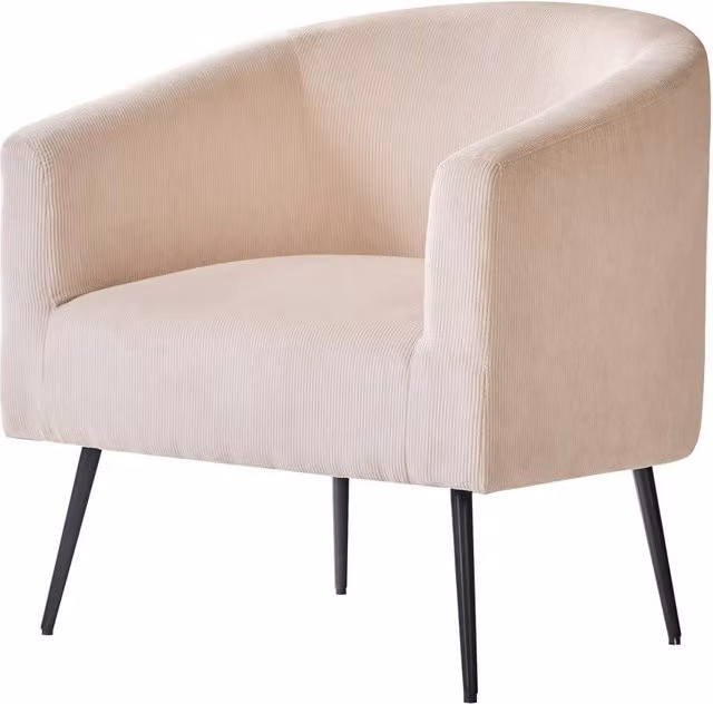 Nordlys Scandinavian Design Velvet Tub Lounge Chair with Metal Frame in Beige and Black