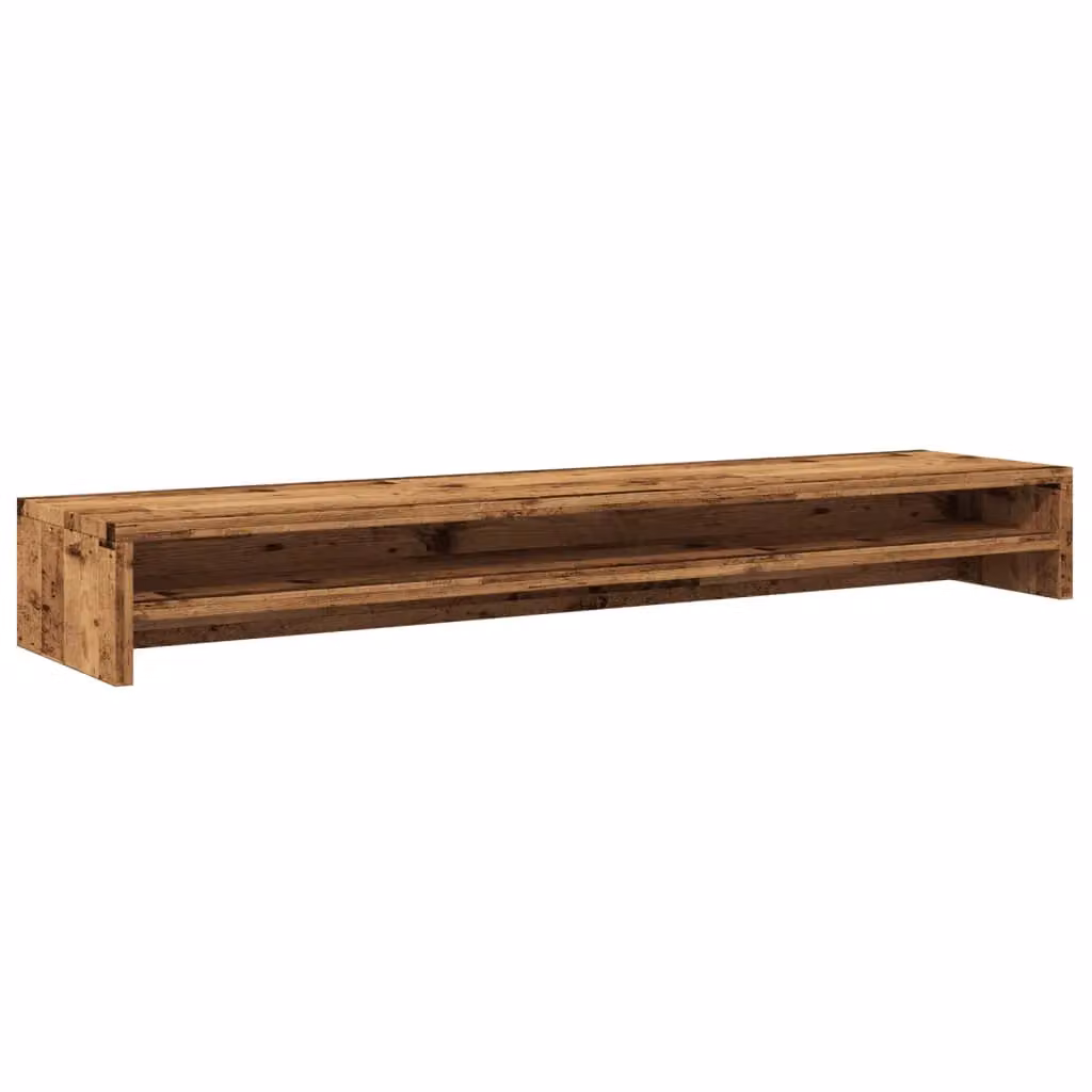 Berkfield Home Monitor Stand in Old Wood Brown, W/D/H: 100 x 24 x 13 cm – 2