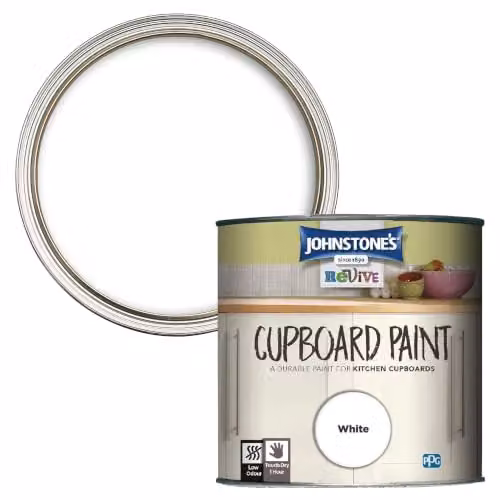 Johnstone's White Satin Gloss Scratch Resistant Wood and Cupboard Paint, 0.75 l