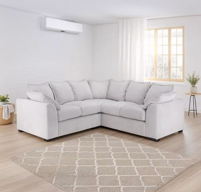 Furnishings For Less UK Colby 5 Seater L Shaped Corner Sofa in Natural Beige Fabric