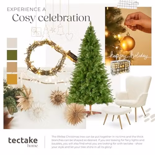 tectake Cupid Artificial Christmas Tree in Green, Height: 180 cm – 6