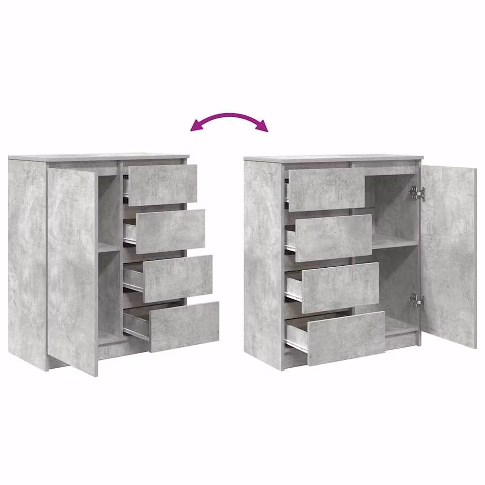 Berkfield Home Sideboard with Drawers in Concrete Grey, W/D/H: 71 x 35 x 84 cm – 2