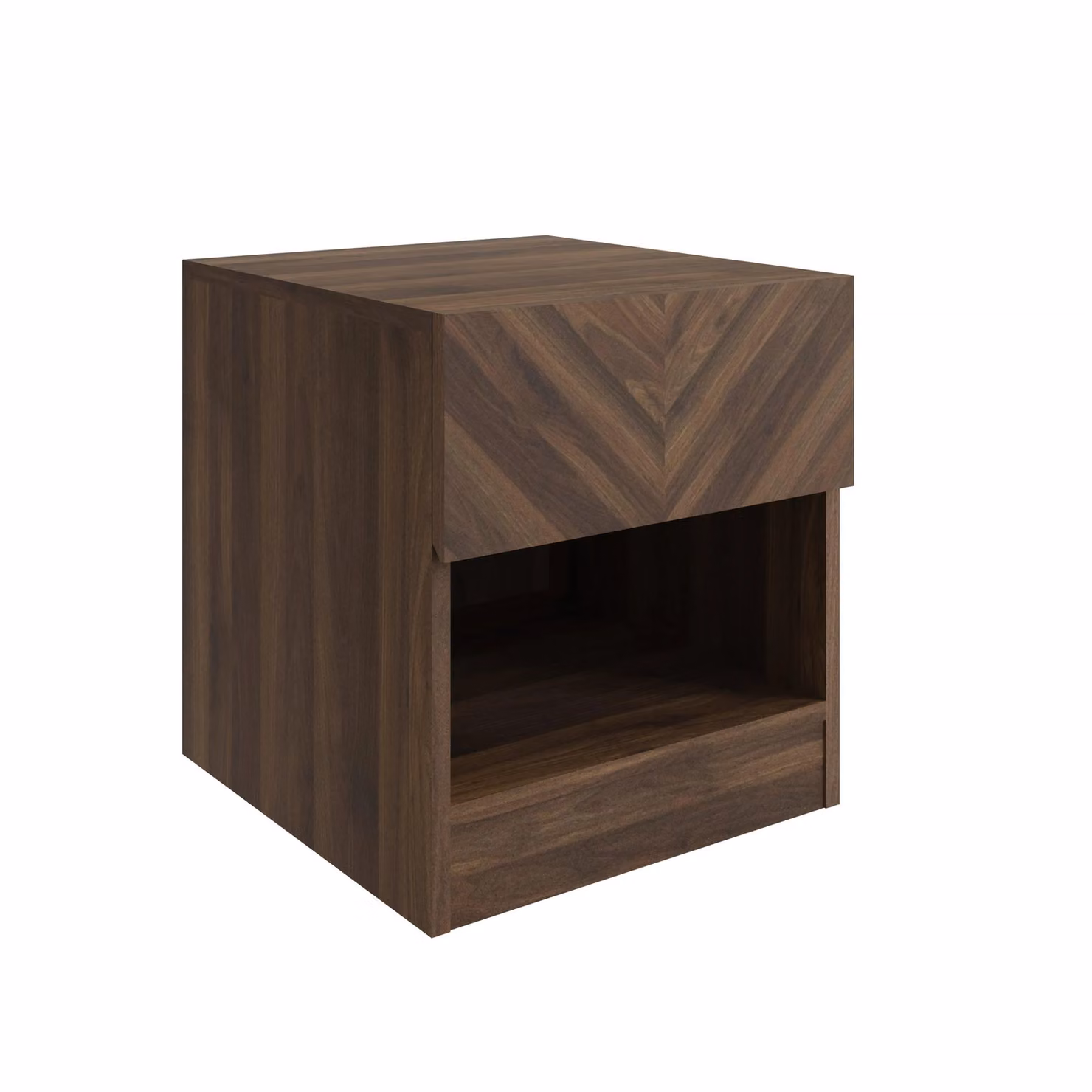 GFW Catania Modern Geometric 1 Drawer Lamp Table in Walnut Brown – 2