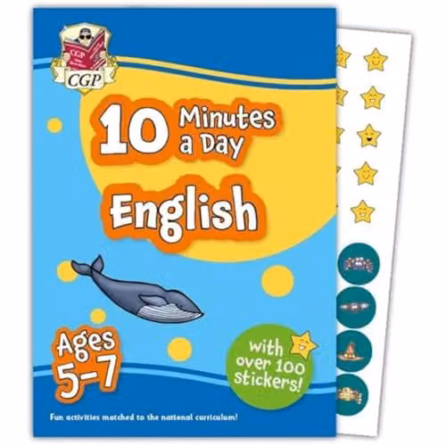 CGP 10 Minutes a Day English for Ages 5-7 Activity Book with over 100 stickers