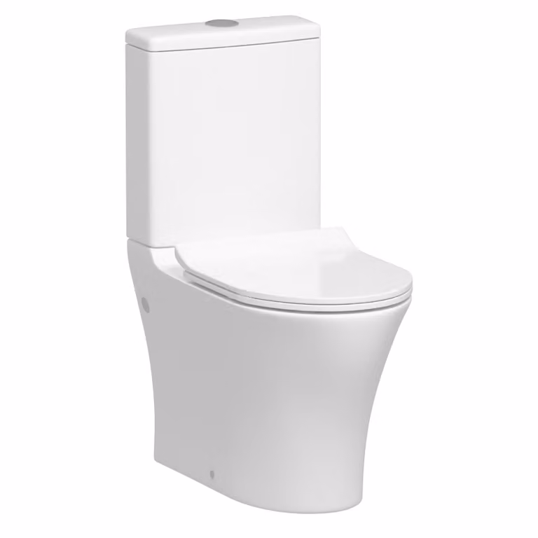 Royal Bathrooms Peak Rimless Close Coupled Ceramic Toilet with Cistern and Slim Soft Close Seat, White