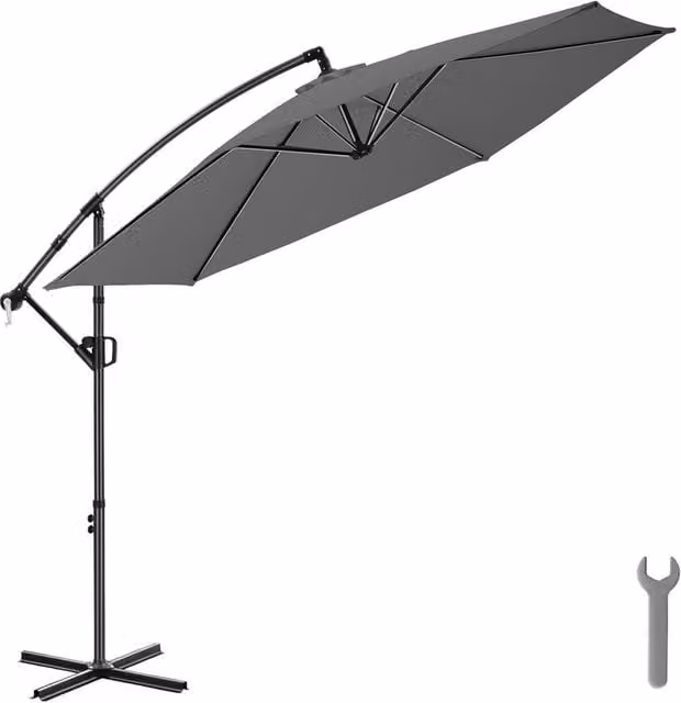 tectake Grey Cantilever Parasol with 360 Degree Rotation and Tilting Function, W/D/H: 300 x 300 x 300 cm – 1