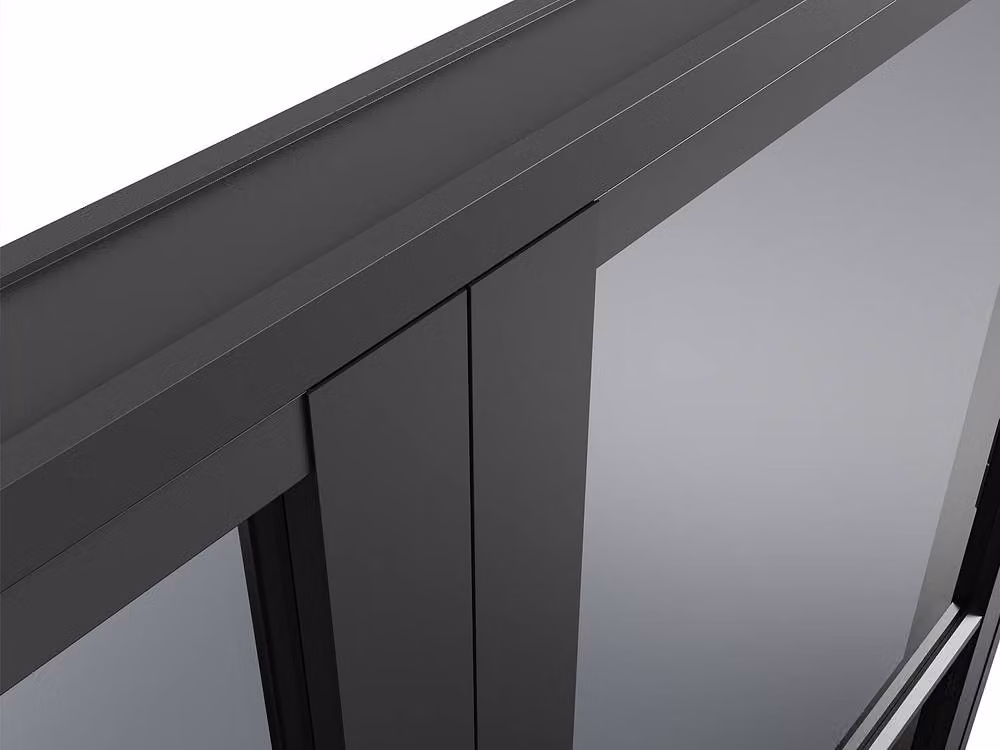 Vente-unique Reversible Double-Leaf Modern Swing Door in Black Aluminium and Smoked Glass, H: 204 cm – 3