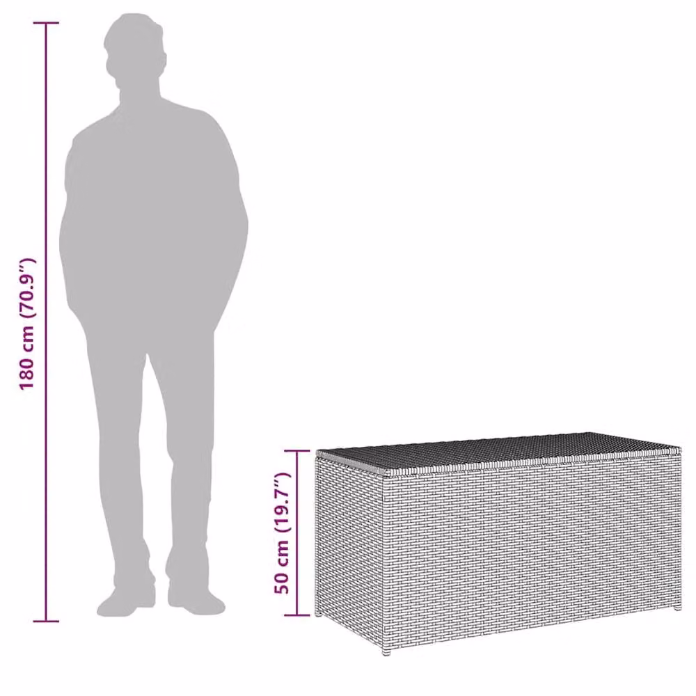 Berkfield Home Grey Poly Rattan Garden Storage Box, W/D/H: 100 x 50 x 50 cm – 4