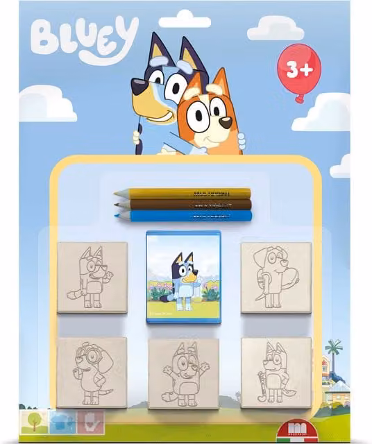 Bluey Multiprint 5 Stamps Kids Craft and Stationery Set in Blue and Multicolour