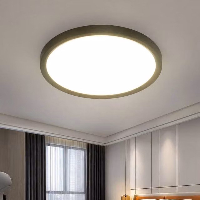 Goeco Modern Round LED Ceiling Light, 24W, 4500K, IP54, Black