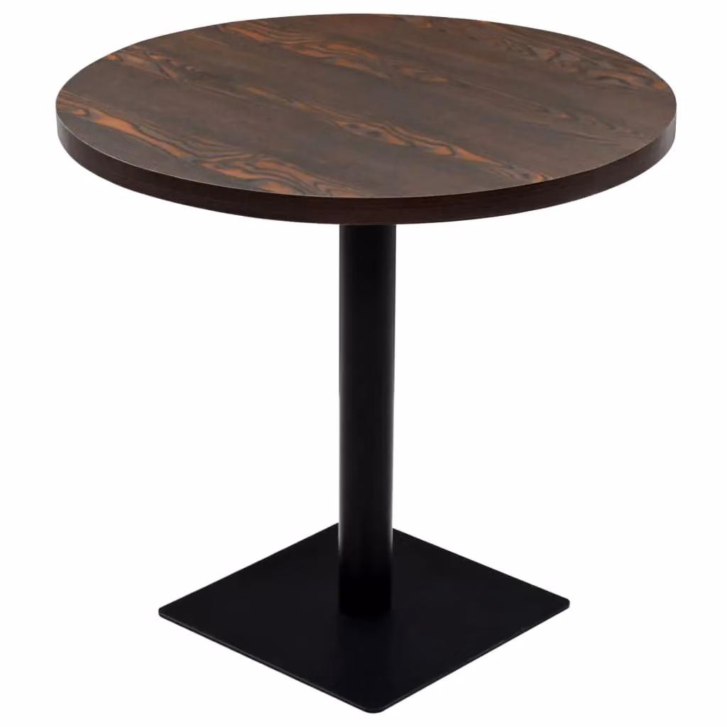 Berkfield Home Bistro Table in Dark Ash Brown, Round MDF and Steel, W: 80 cm, H: 75 cm – 2