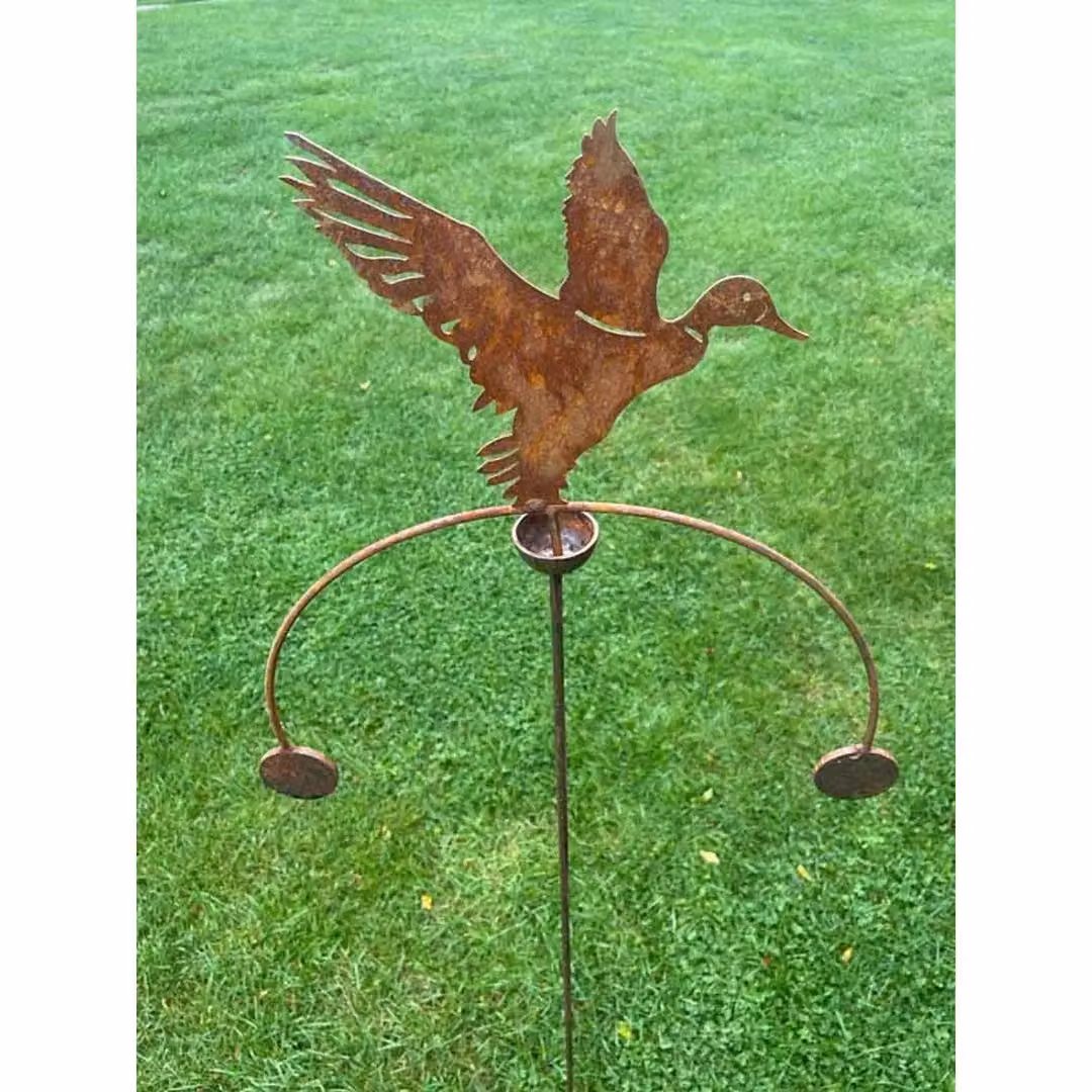 Poppyforge Duck Flying Wind Rocker in Brown Steel, W54 x H148.5 cm – 2