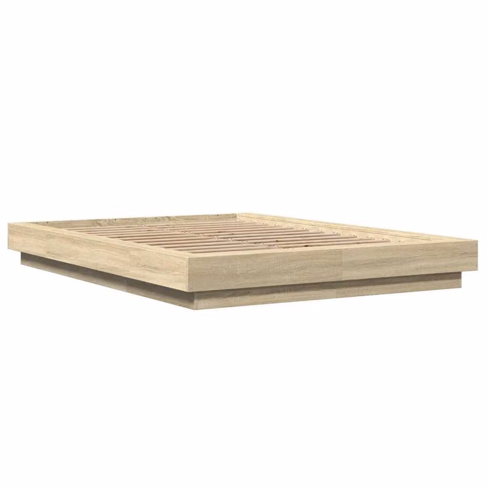 Berkfield Home Sonoma Oak Bed Frame in Beige, W/D/H: 140 x 200 cm – 3
