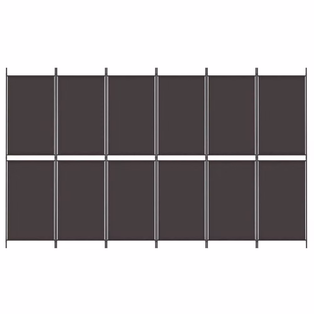 Berkfield Home 6-Panel Fabric Room Divider, Brown, W: 300 cm, H: 180 cm – 2