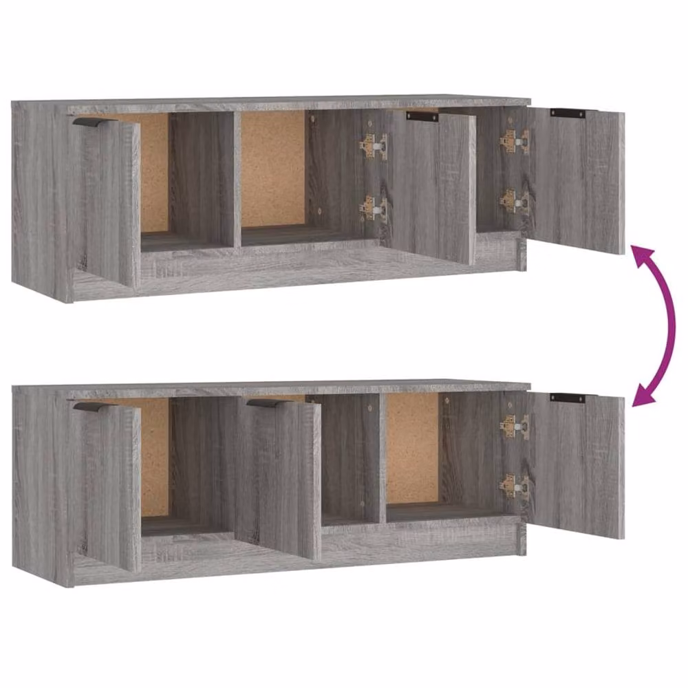 Berkfield Home Modern Grey Sonoma TV Cabinet in Engineered Wood W/D/H: 102 x 35 x 36.5 cm – 3