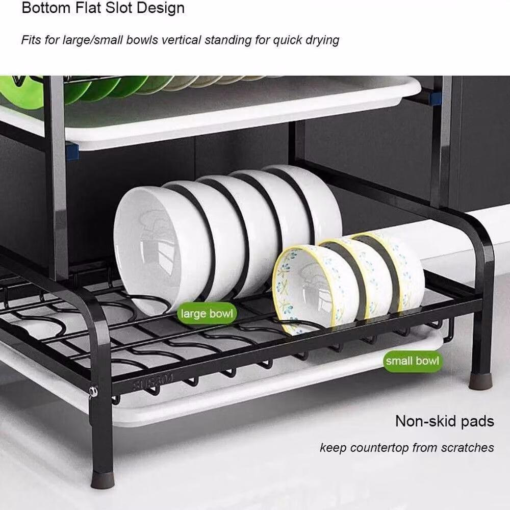 SPETLEK 3 Tier Kitchen Sink Drainer Dish Shelf Rack, Black – 3