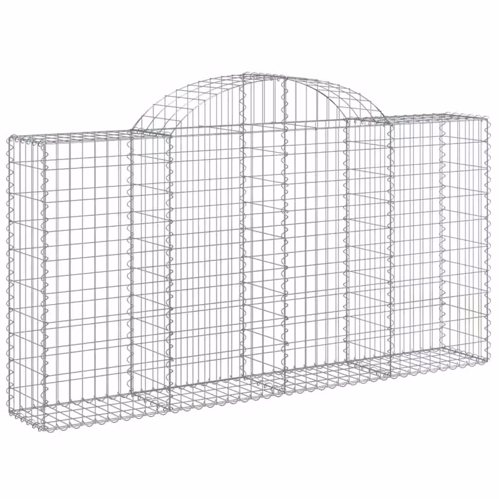 Berkfield Home Arched Gabion Basket in Silver Galvanised Steel, W: 200 cm, D: 30 cm, H: 100/120 cm – 2