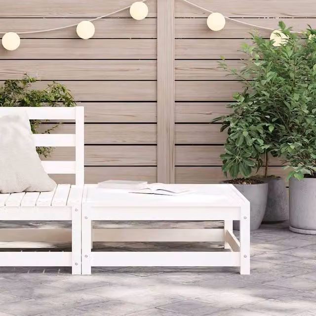 Berkfield Home Beautiful Garden Footstool in White Solid Pine, W/D/H: 70 x 70 x 30 cm – 1