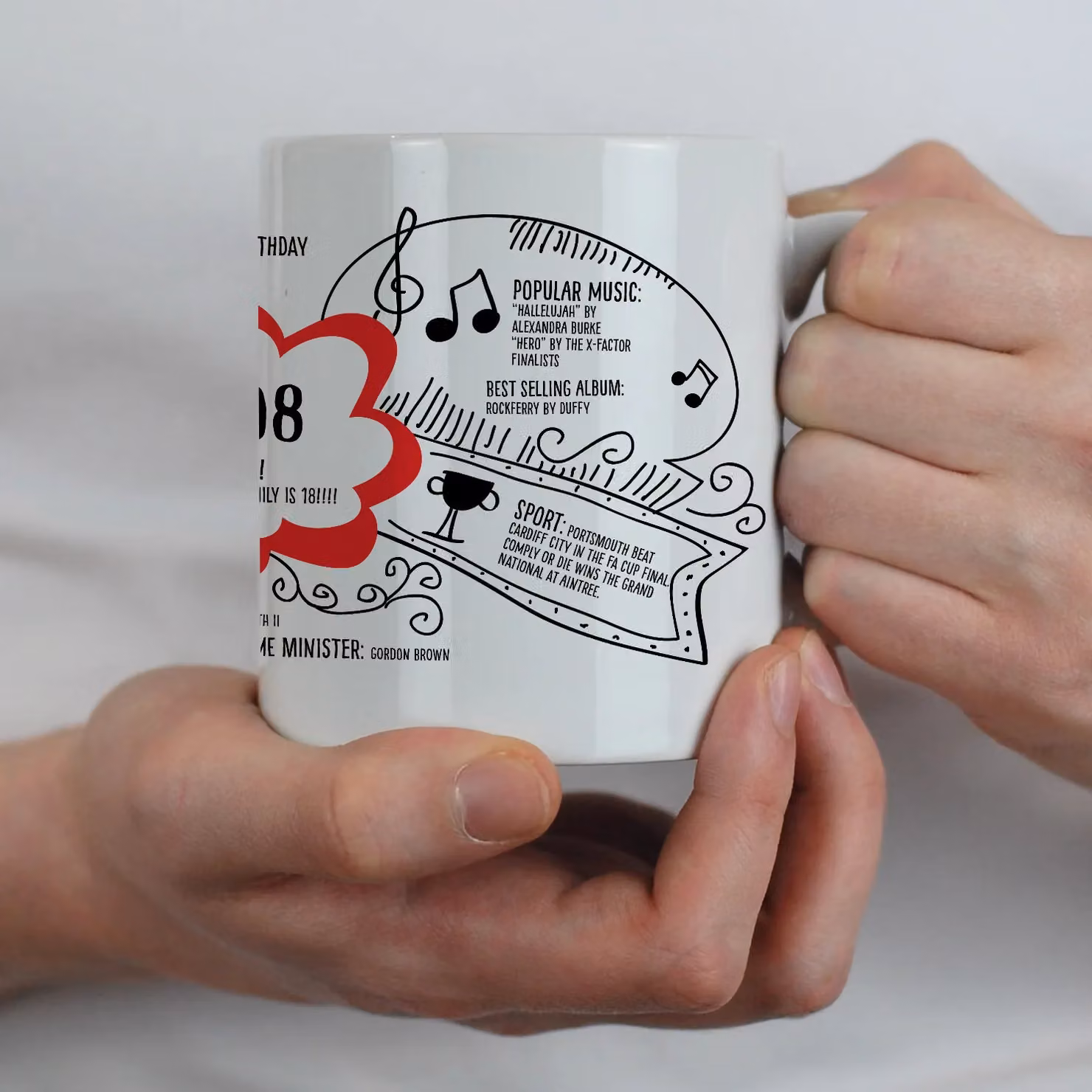 Afewhometruths Personalised 18th Birthday Mug with Name Customisation, Red and White – 3