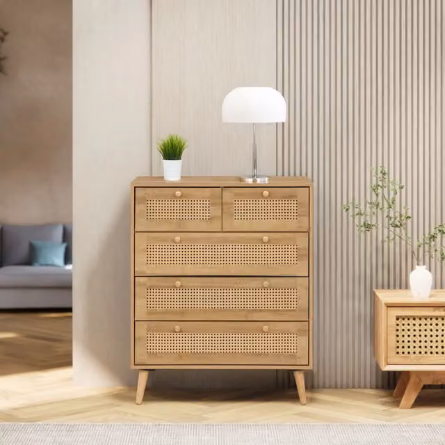 Swish Furniture Manila Rattan 2 and 3 Drawer Chest of Drawers in Oak Brown