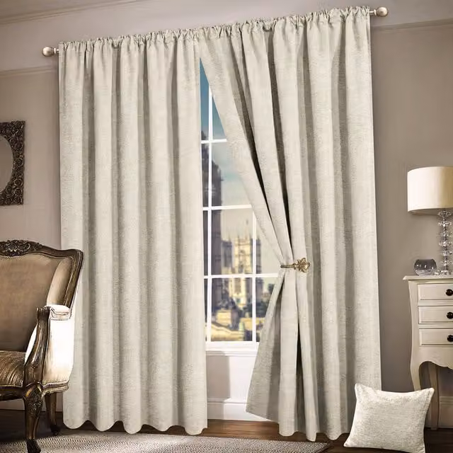 Intimates Semi-Transparent Plain Pencil Pleat Fabric Panel Pair in Beige and Yellow