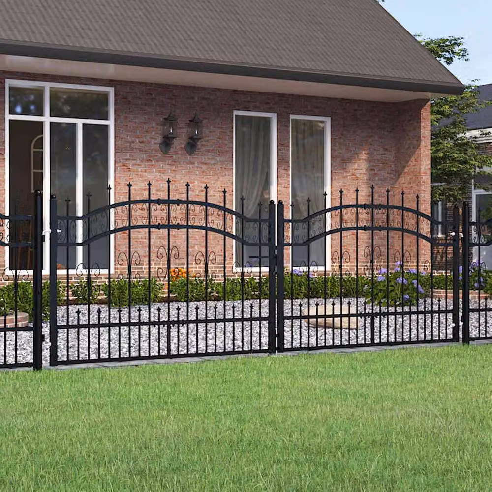 Berkfield Home Black Steel Spear Top Fence Gate W: 305 cm, H: 151 cm – 2