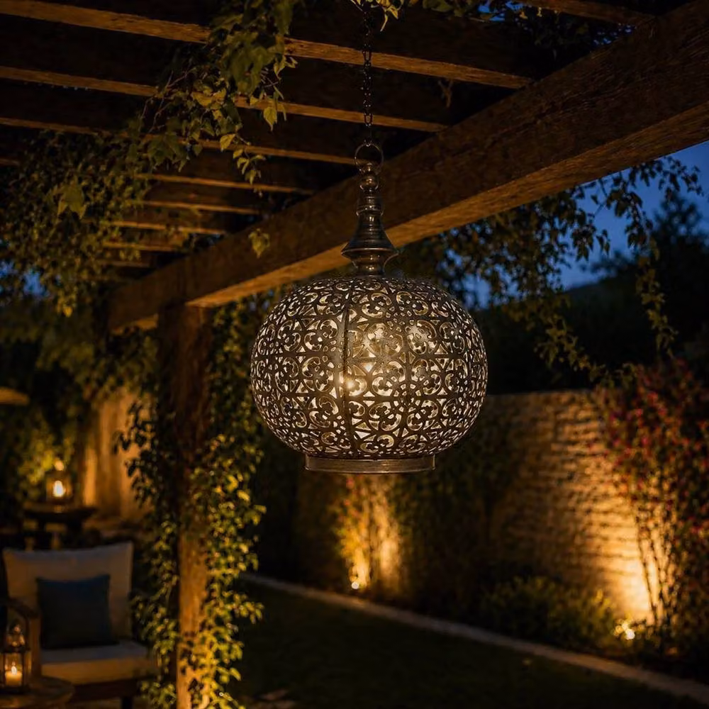 NESTLUNE Lighting Gold LED Hanging Light with USB Rechargeable Battery and Timer for Garden Use – 2
