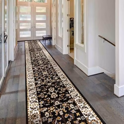 runrug Traditional Black Hallway Runner Rug, W/D/H: 70 x 270 cm, 9mm Thick – 1
