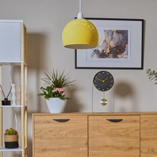 ValueLights Retro Yellow and White Dome Ceiling Pendant Light Shade