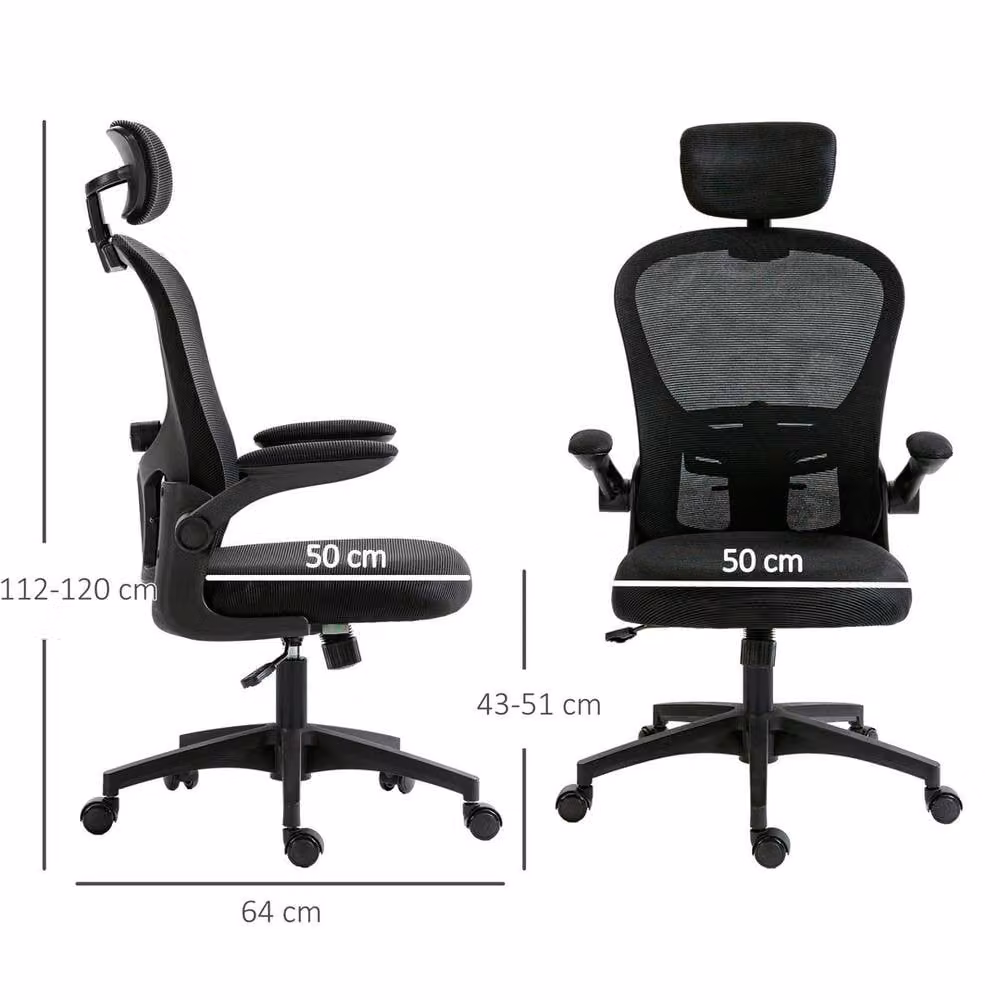 EONLION Ergonomic Mesh Swivel Chair with Headrest and Armrests in Black – 2